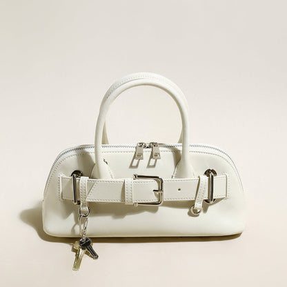 Baguette Belted Clasp Top Handle Bag-5