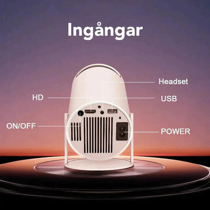 Bärbar 4k WIFI-projektor med Android 10, iOS kompatibel