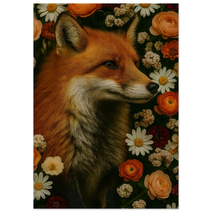 Djur: Blomsterfox – Förtrollande Rävkonsttryck i Levande Färger