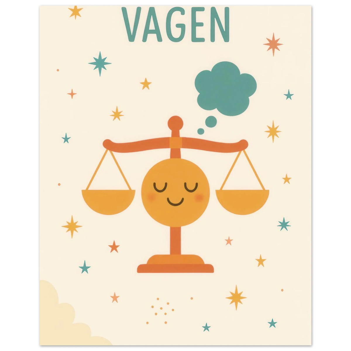 Vågen Zodiac Art Print – Balanserad Design i Mjuk Pastell – Finns i Flera Storlekar