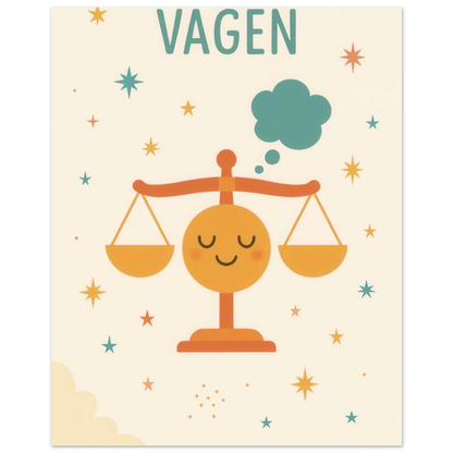 Vågen Zodiac Art Print – Balanserad Design i Mjuk Pastell – Finns i Flera Storlekar