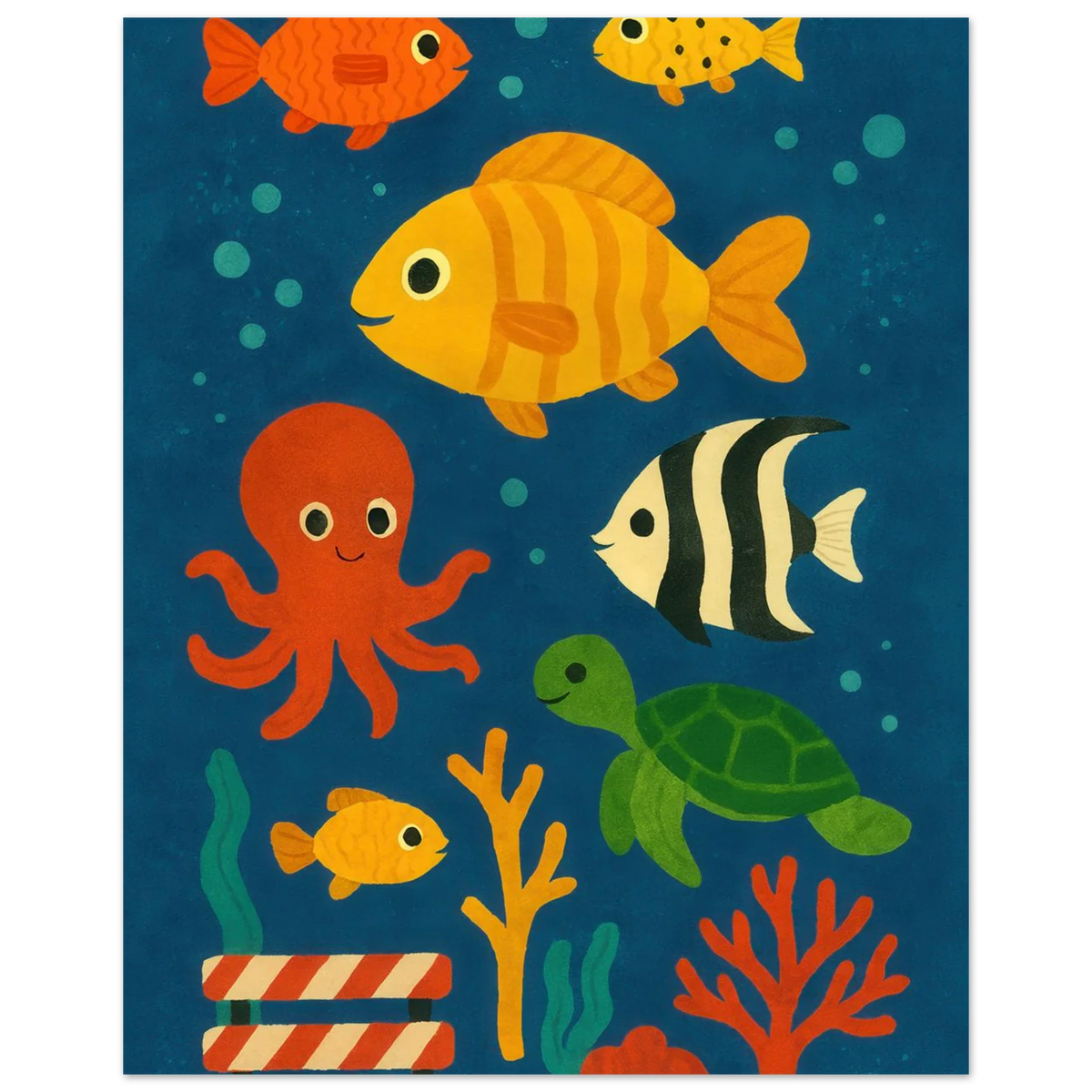Ocean Friends: Colorful Under-the-Sea Adventure Print in Various Sizes