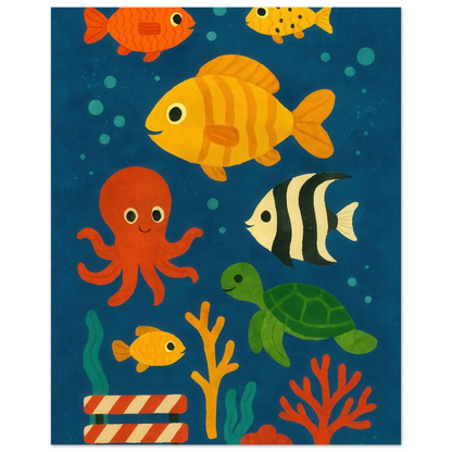 Ocean Friends: Colorful Under-the-Sea Adventure Print in Various Sizes