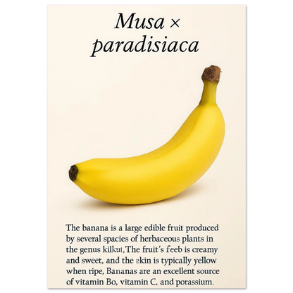 Frukter – Banan Botanisk Poster: Gul Frukt Konsttryck på Halvblankt Papper, i Flera Storlekar