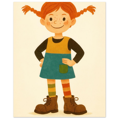 Pippi Långstrump Klassisk Poster – Livfull Konst för Barnrummet