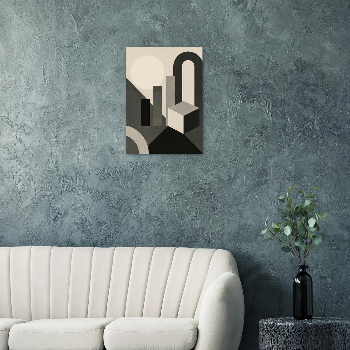 Abstract Geometric Poster - Modern Minimalist Wall Art in Monochrome Hues