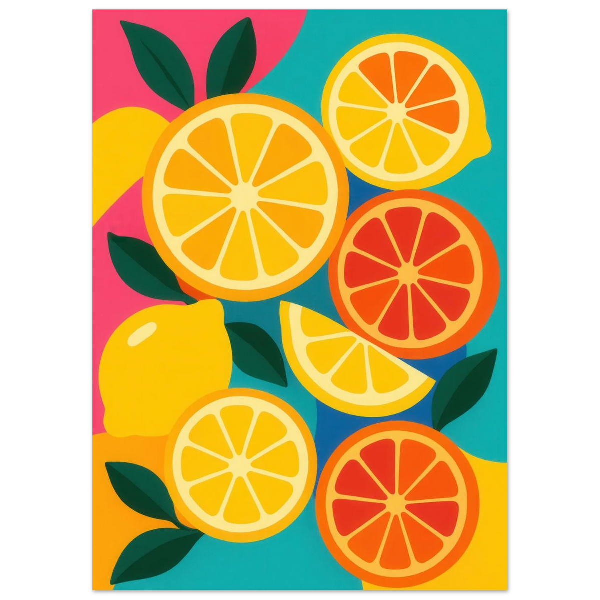 Frukter: Vibrant Citrus Pop Art Print for a Zesty Home Refresh