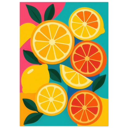 Frukter: Vibrant Citrus Pop Art Print for a Zesty Home Refresh