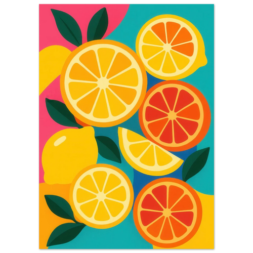 Frukter: Vibrant Citrus Pop Art Print for a Zesty Home Refresh