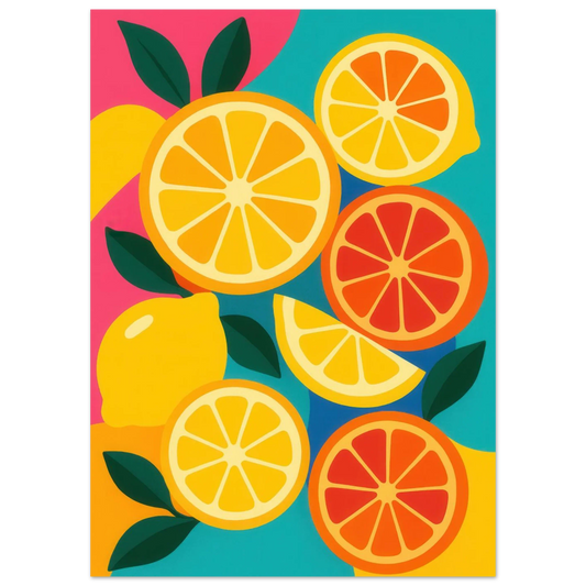 Frukter: Vibrant Citrus Pop Art Print for a Zesty Home Refresh