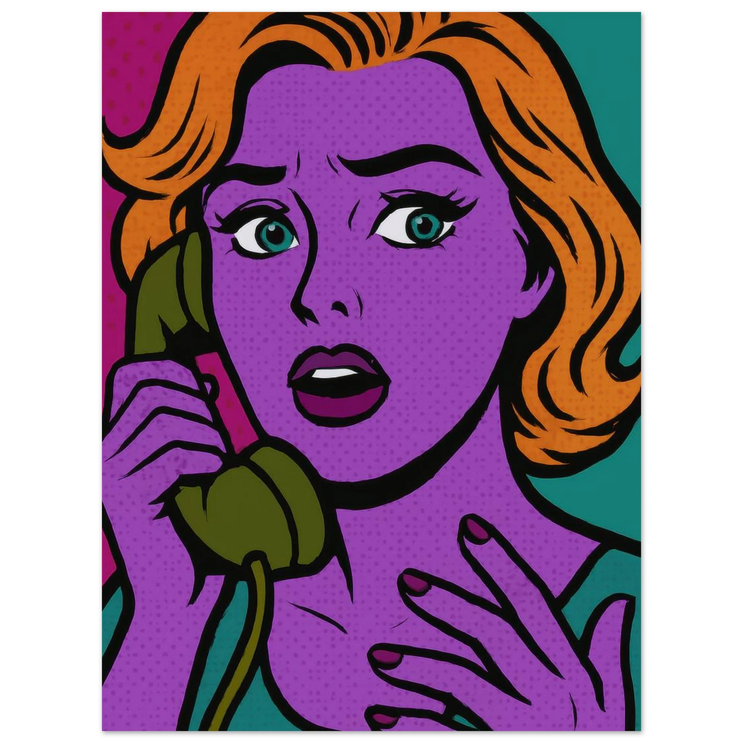 Pop Art Poster: Retro Glamour Wall Art in Vibrant Hues, Available in Various Sizes