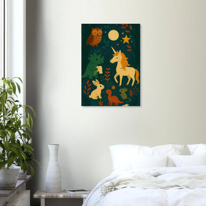 Magical Forest Friends Art Print – Whimsical Woodland Decor for Nursery & Kids' Rooms