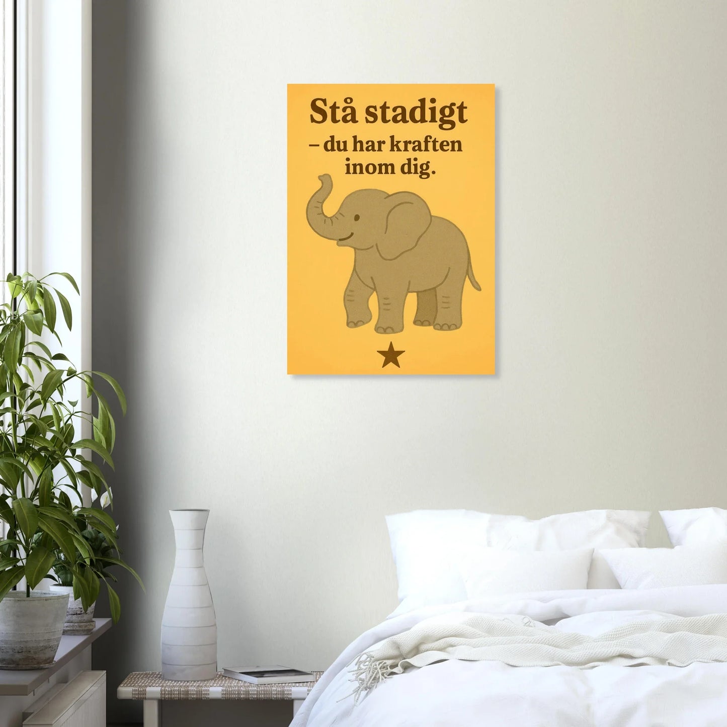 Stå stadigt – Du Har Kraften Inom Dig – Stärkande Elefantkonsttryck på Halvblankt Papper