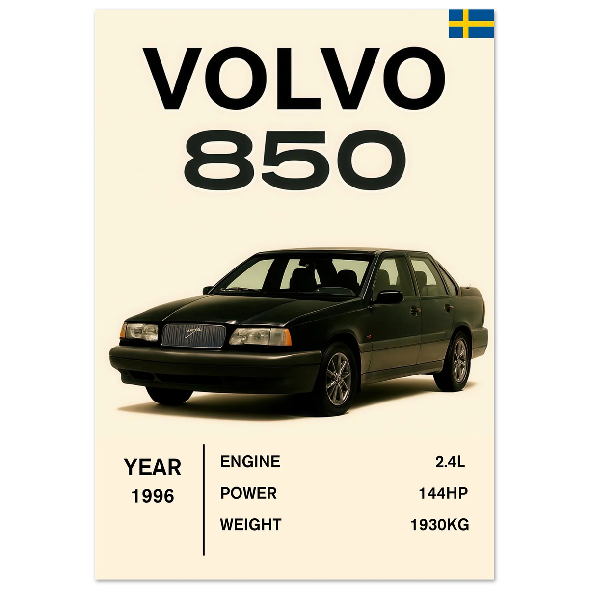 Volvo 850 Klassisk Bil Affisch – Fånga Tidens Elegans med Premium Konsttryck