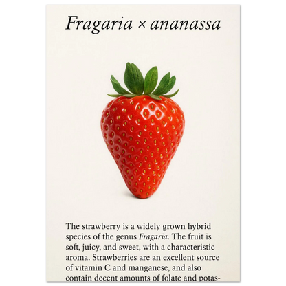 Frukter: Strawberry Botanical Print Poster – Vibrant Fruit Art for Your Home, Available in Multiple Sizes