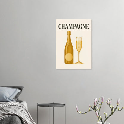 Vintage Champagne Celebration Poster - Elegant Art Print for Your Home Bar or Kitchen