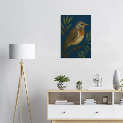 Fieldfare Bird on Branch Art Print – Vibrant Woodland Wildlife Wall Decor for Nature Lovers, in Various Sizes