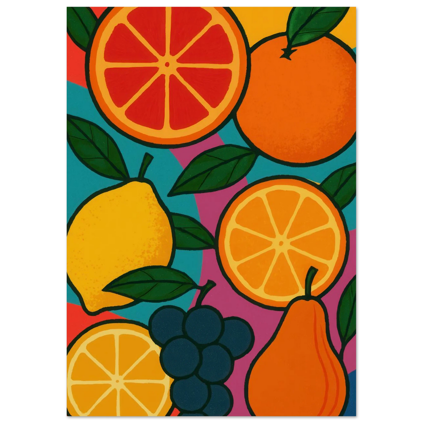 Frukter: Vibrant Pop Art Frukt Poster – Lägg till en färgexplosion i ditt hem