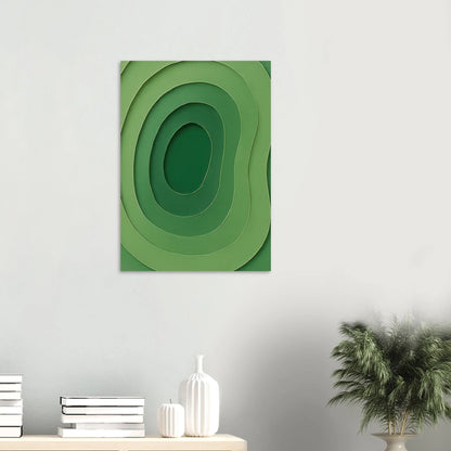 Abstrakt Grön Våg Konsttryck | Minimalistisk Landskapsinspirerad Poster i Flera Storlekar