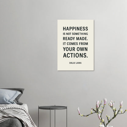 Dalai Lama 'Happiness' Quote Art Poster - Minimalist Black & Cream Inspirational Print in Various Sizes