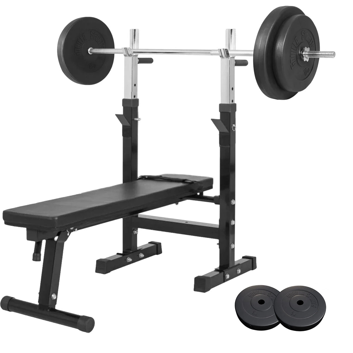 Bänkpress Paket 70 kg – Skivstång, Vikter & Bänk för Hemmagym