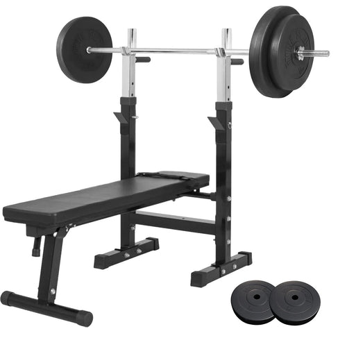 Bänkpress Paket 70 kg – Skivstång, Vikter & Bänk för Hemmagym