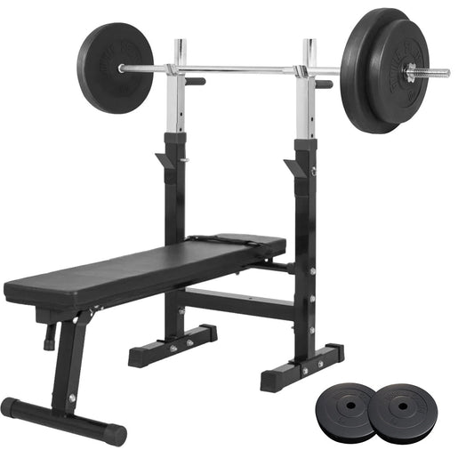 Bänkpress Paket 70 kg – Skivstång, Vikter & Bänk för Hemmagym