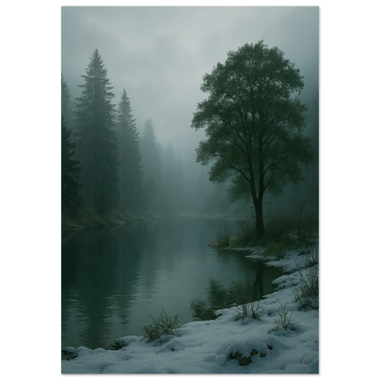 Mystical Winter Lake Landscape Premium Poster