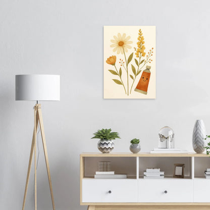 Vibrant Floral & Happy Paint Tube Art Print – Whimsical Barn Style Botanical Wall Art in Multiple Sizes