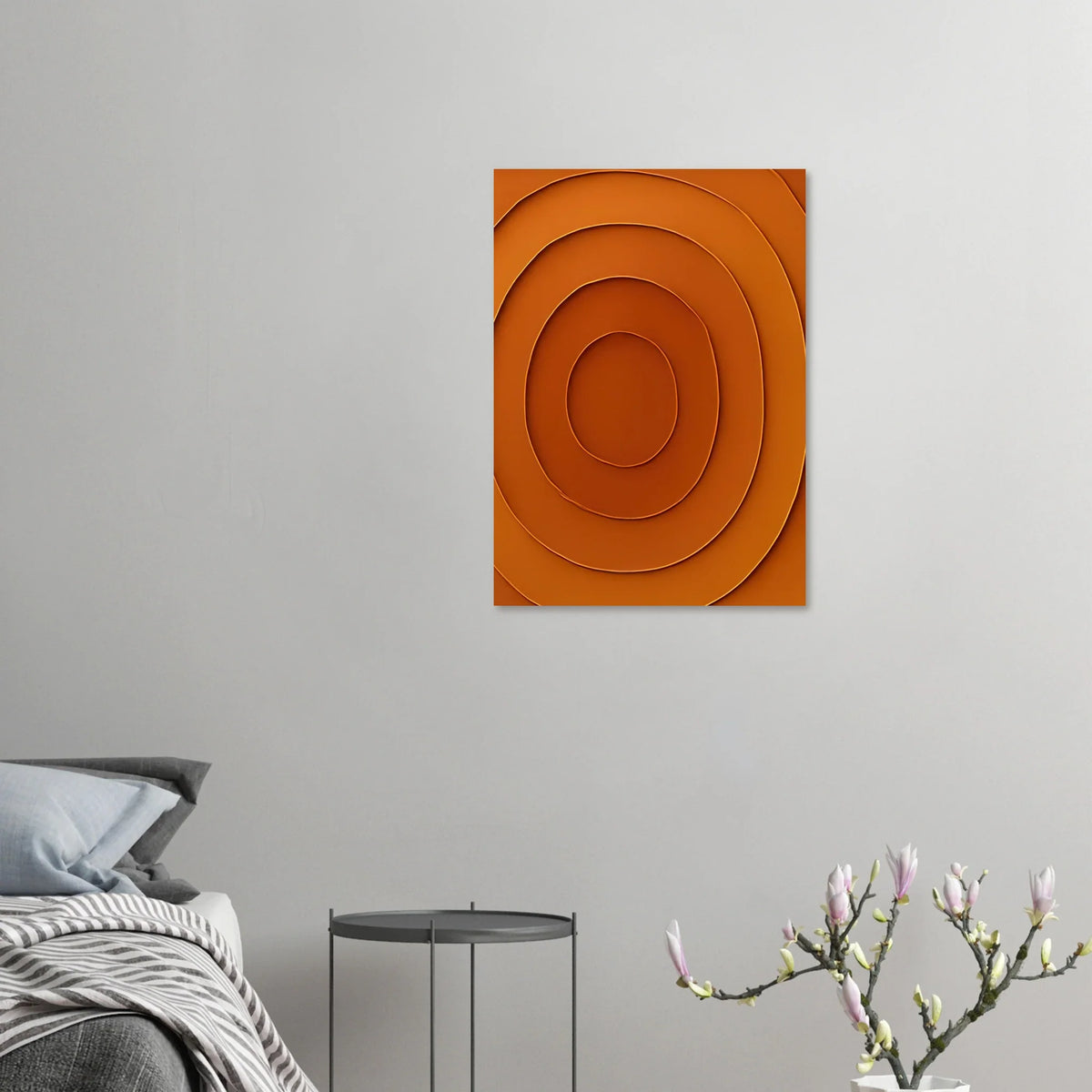 Abstrakt Minimalistisk Orange Spiral Affisch - Klassisk Halvblank Kvalitet för Konstälskare