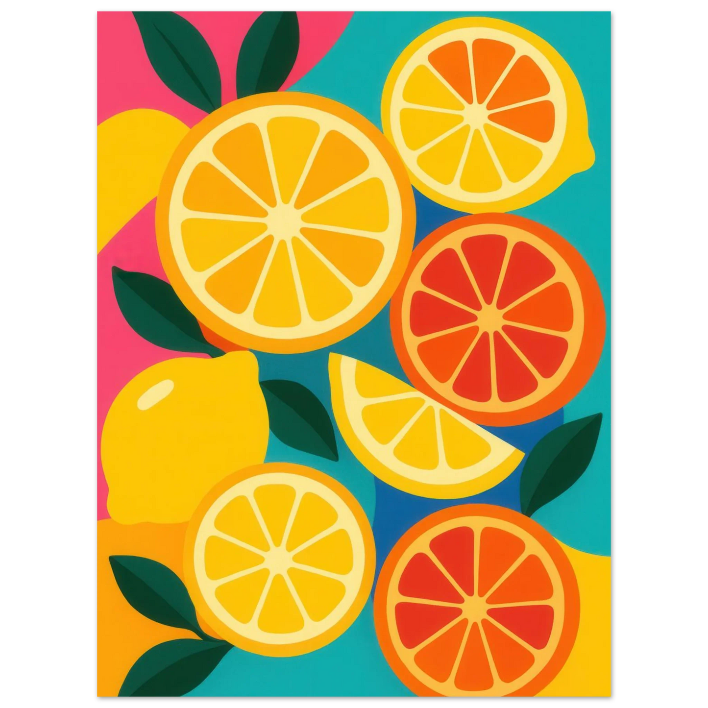 Frukter: Vibrant Citrus Pop Art Print for a Zesty Home Refresh