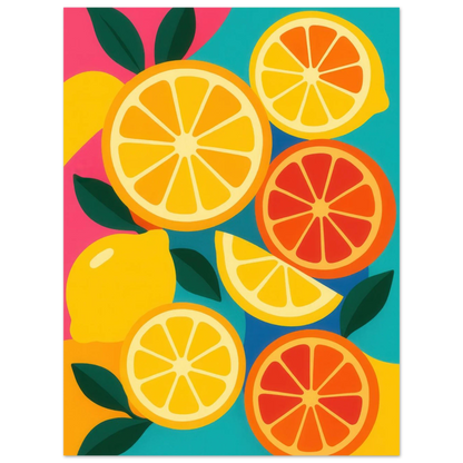 Frukter: Vibrant Citrus Pop Art Print for a Zesty Home Refresh