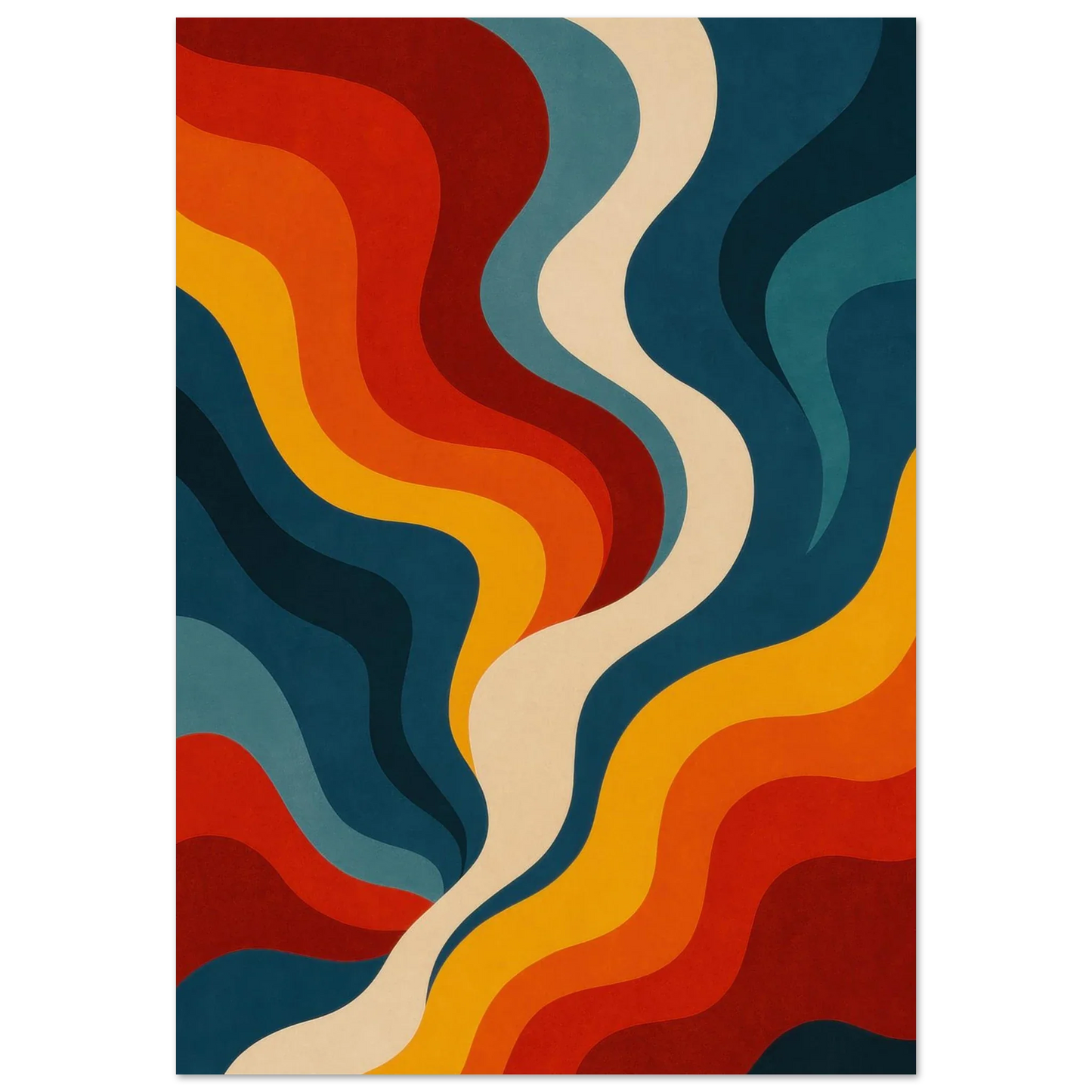 Retro Wave Abstract Art Poster – Vibrant 70s Flow Design in Your Choice of 29 Sizes