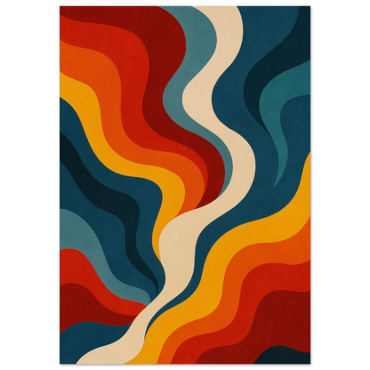 Retro Wave Abstract Art Poster – Vibrant 70s Flow Design in Your Choice of 29 Sizes