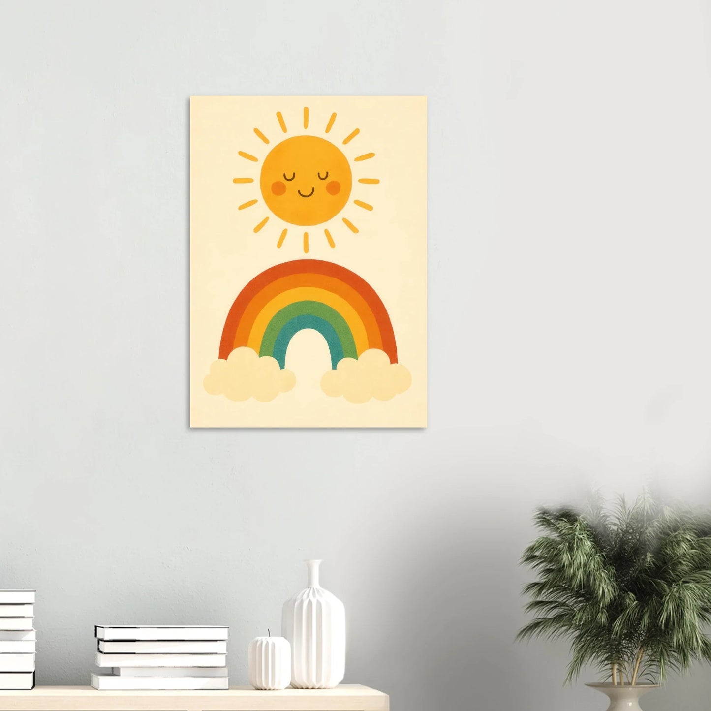 Happy Sun & Rainbow Art Print – Bring Joyful, Whimsical Vibes to Your Space in Multiple Sizes