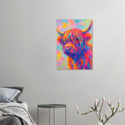 Djur: Vibrant Pop Art Highland Cow Print – Colorful Abstract Animal Wall Art for Modern Homes