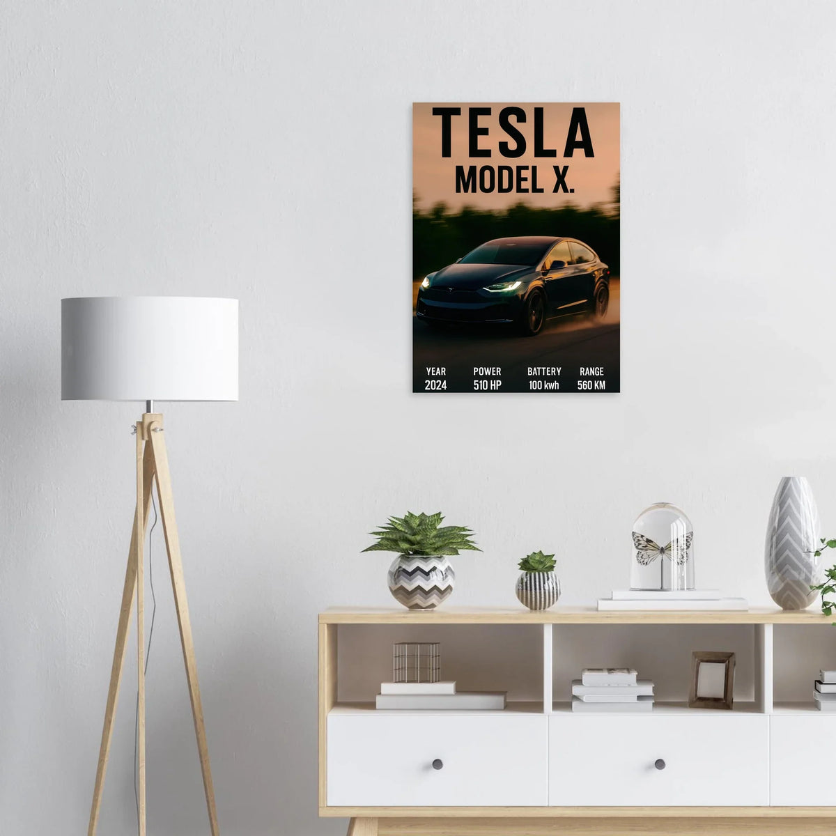 Tesla Model X Konsttryck - Modern Lyx för Väggen med Fenomenal Detaljrikedom