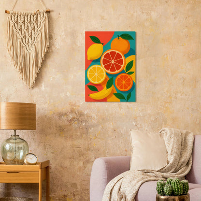 Frukter: Vibrant Citrus & Banana Pop Art Print for a Zesty Home Decor Makeover