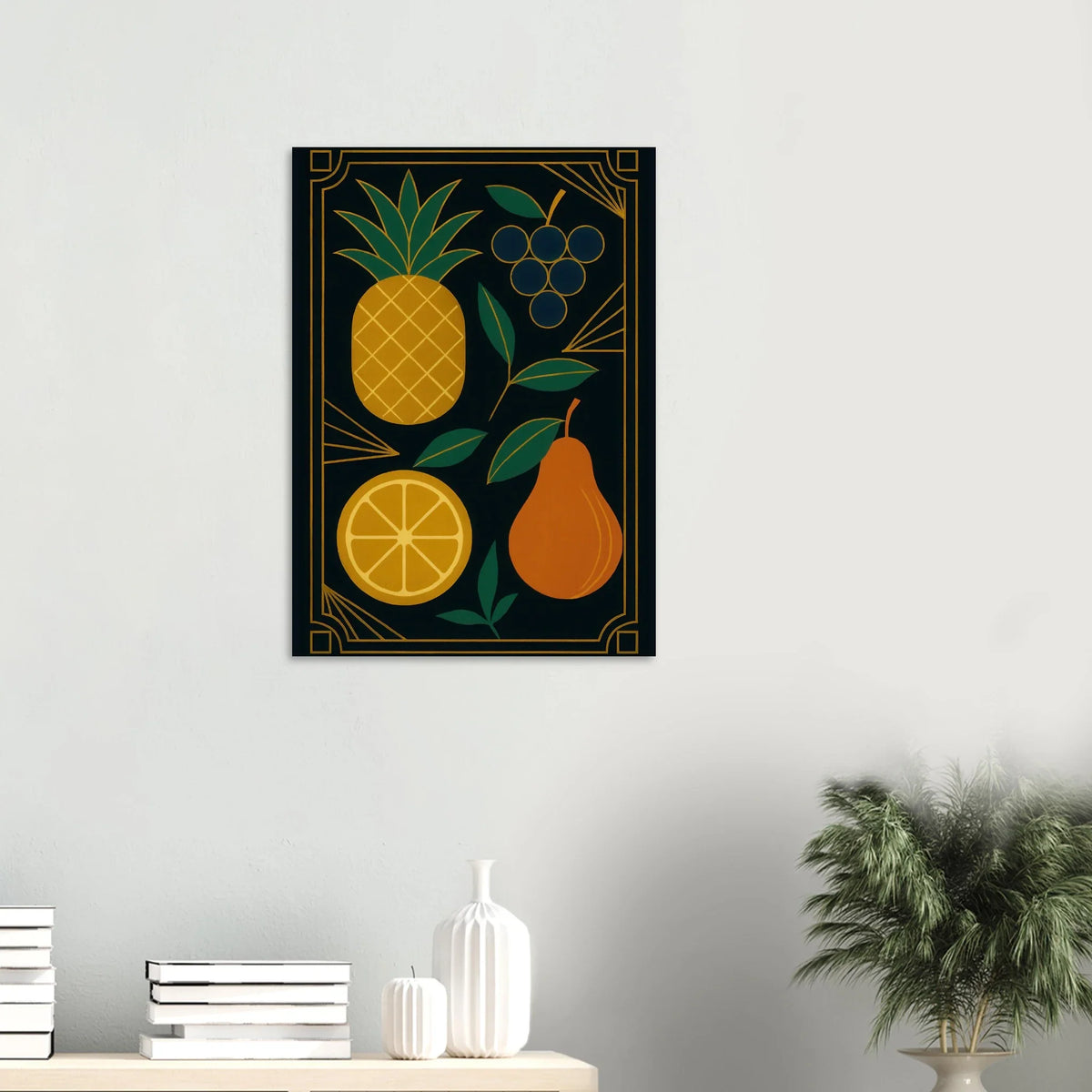 Frukter: Elegant Art Deco Frukt Poster – Lyxig Väggkonst med Gyllene Detaljer