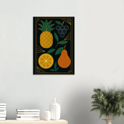 Frukter: Elegant Art Deco Frukt Poster – Lyxig Väggkonst med Gyllene Detaljer