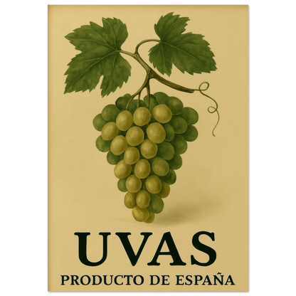 Vintage "Uvas" Product of Spain Poster - Classic Vineyard Wall Art Print for Your Home