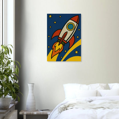 Retro Pop Art Rocket Launch Poster – Cosmic Adventure Print for Kids & Adults in Multiple Sizes