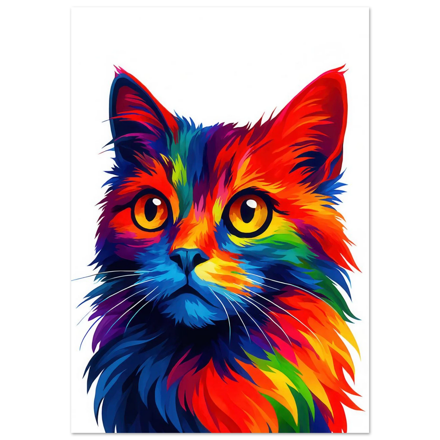 Färgexplosion Katt Konsttryck - Djur | Levande Pop Art Inspiration för Ditt Hem
