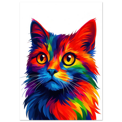 Färgexplosion Katt Konsttryck - Djur | Levande Pop Art Inspiration för Ditt Hem