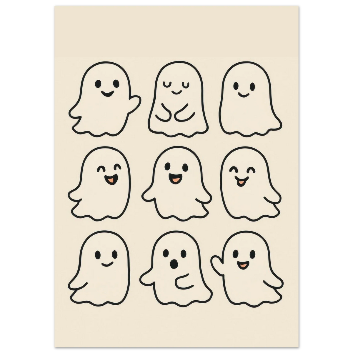 Söta Spöken Cute Ghost Poster – Playful & Minimalist Art Print with Muted Tones