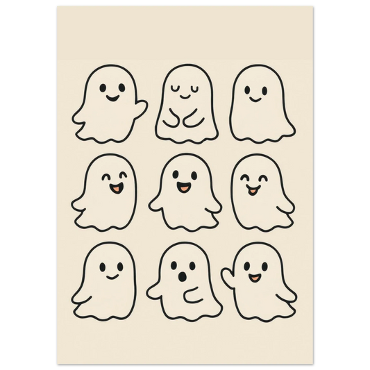 Söta Spöken Cute Ghost Poster – Playful & Minimalist Art Print with Muted Tones