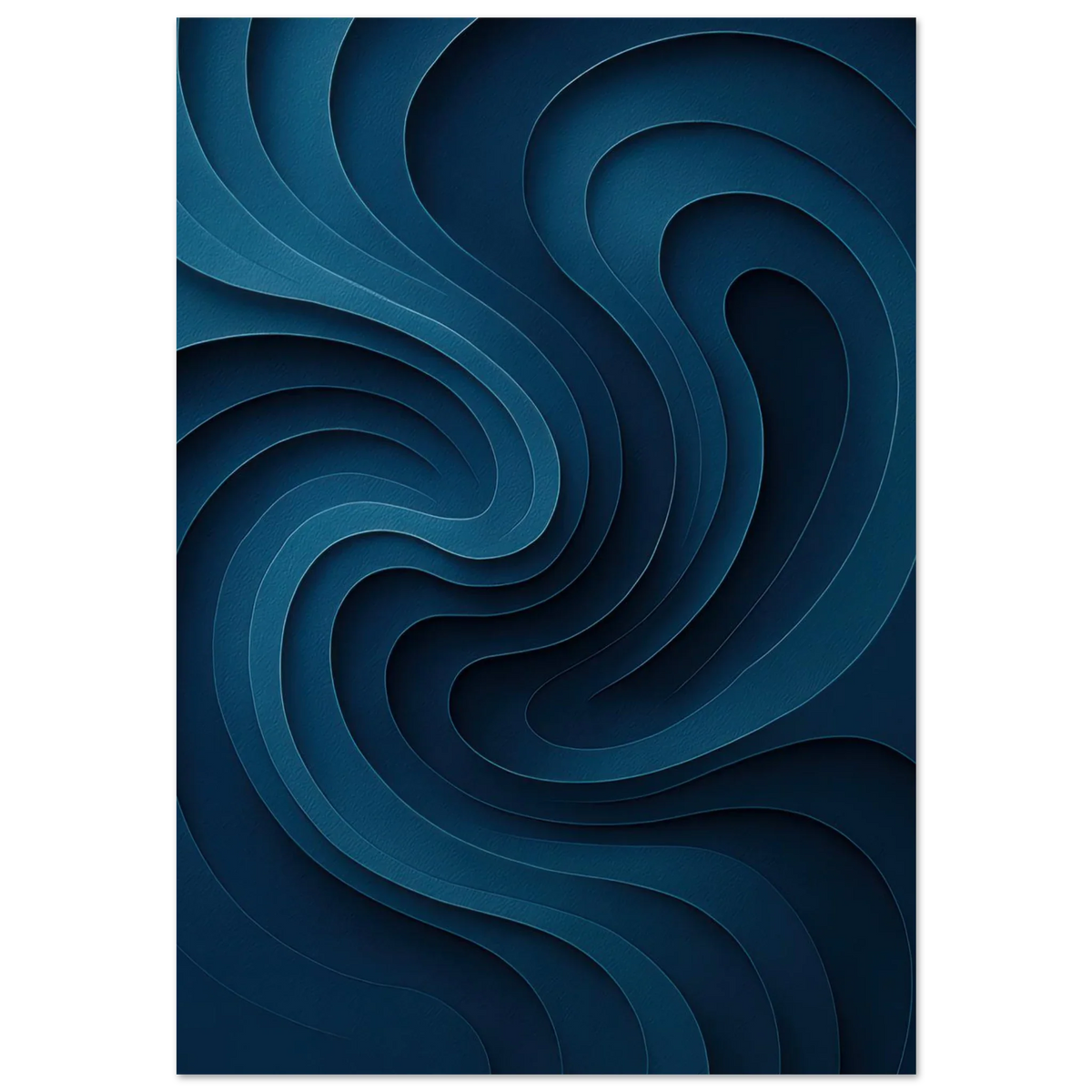 Deep Ocean Swirl Abstract Poster Print: Minimalist Curves in Indigo & Teal – Elevate Your Space with Modern Art