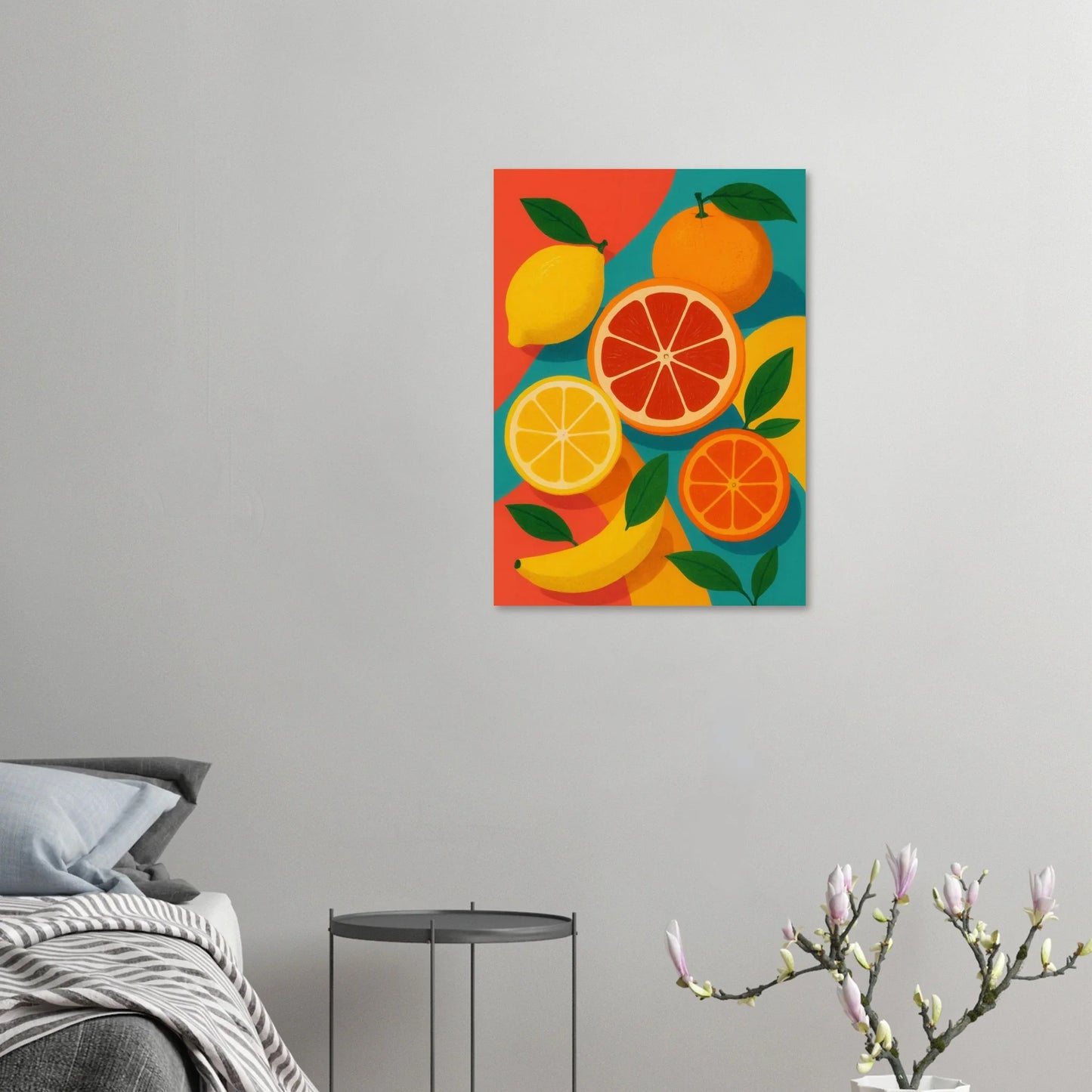 Frukter: Vibrant Citrus & Banana Pop Art Print for a Zesty Home Decor Makeover
