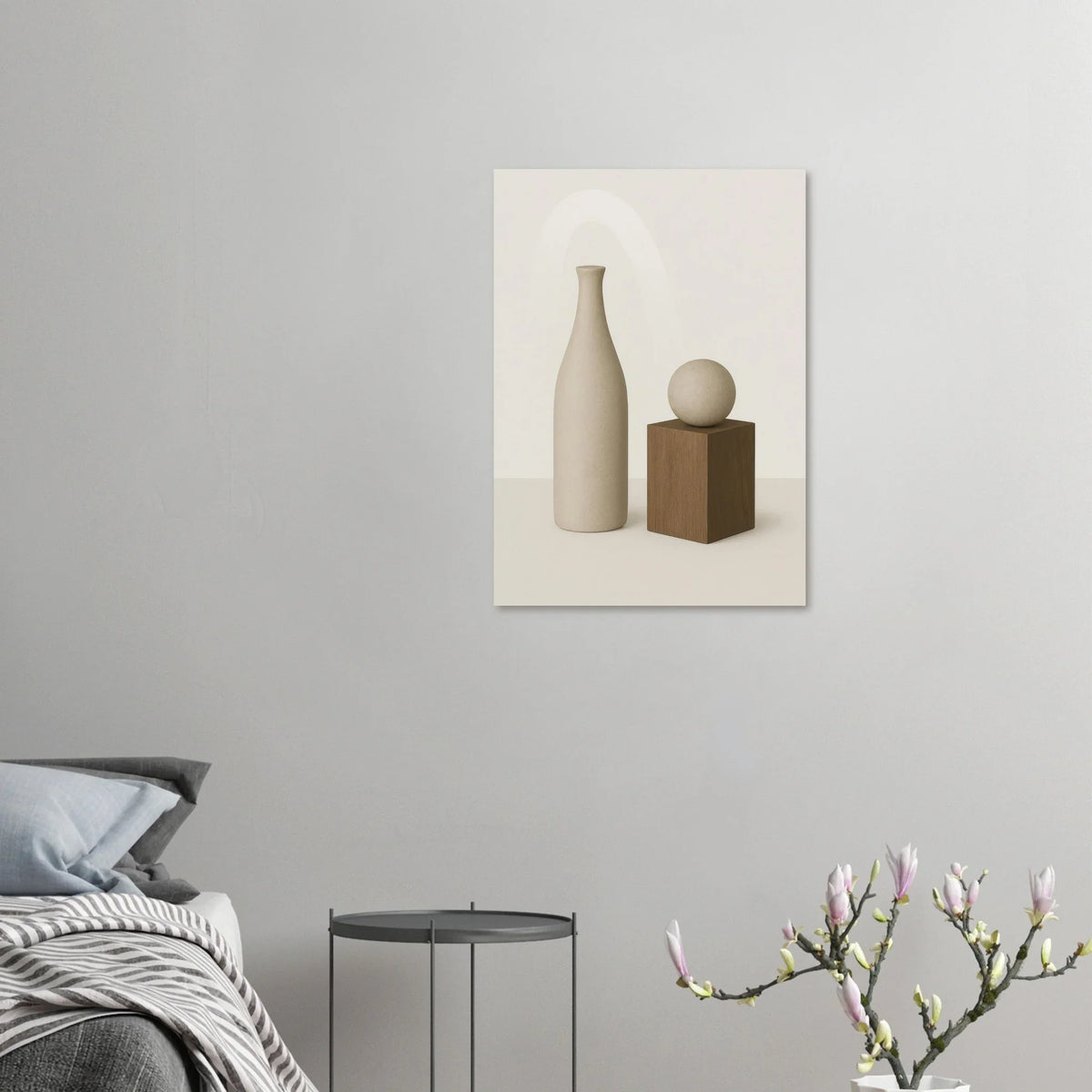 Minimalist Abstract Beige & Wood Poster - Serene Earth Tones Art Print