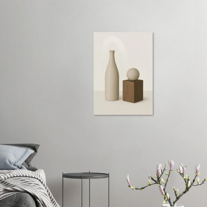 Minimalist Abstract Beige & Wood Poster - Serene Earth Tones Art Print